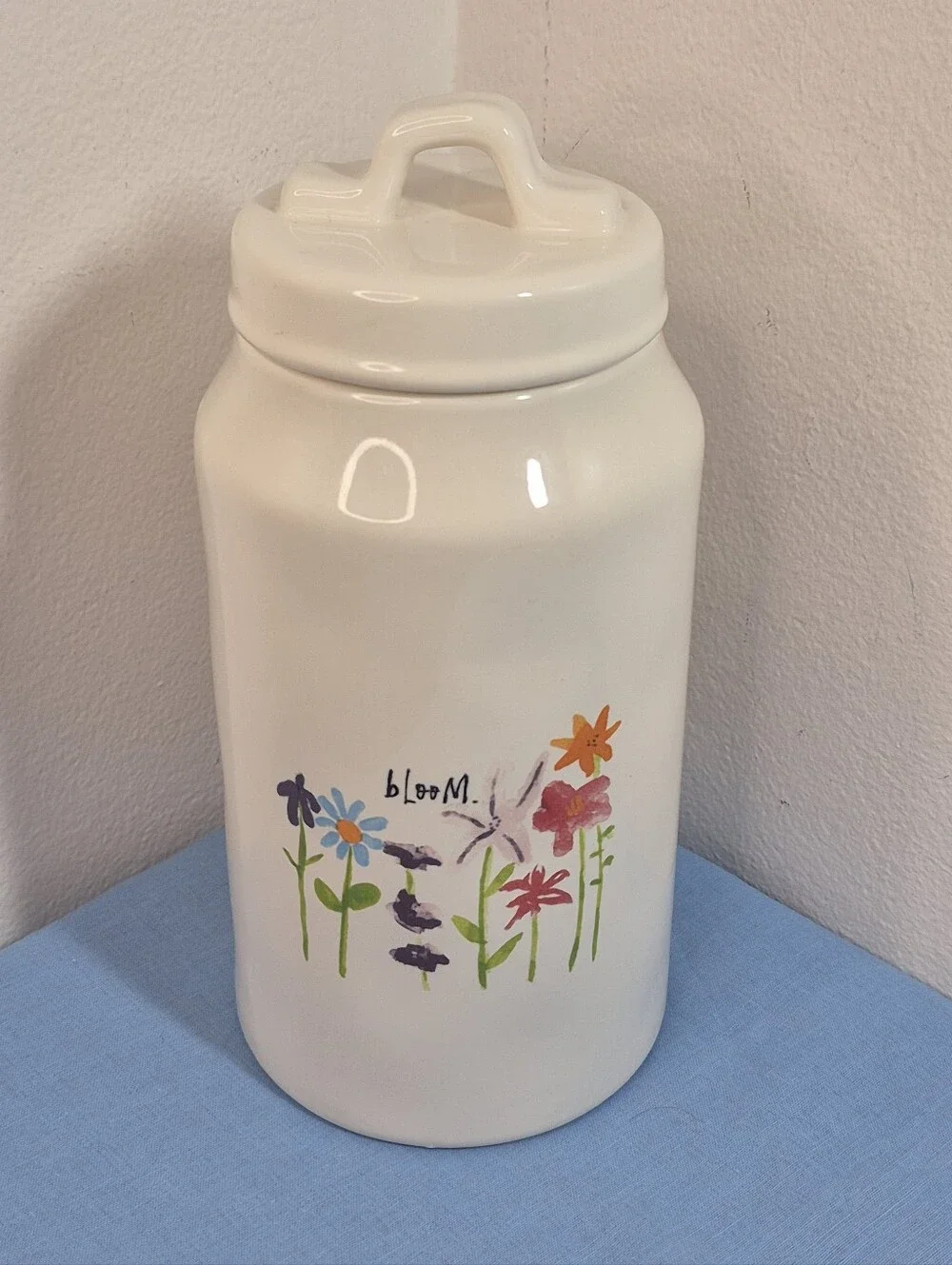 Rae Dunn Artisan Collection by Magenta Bloom Watercolor Canister w/Lid 9.5